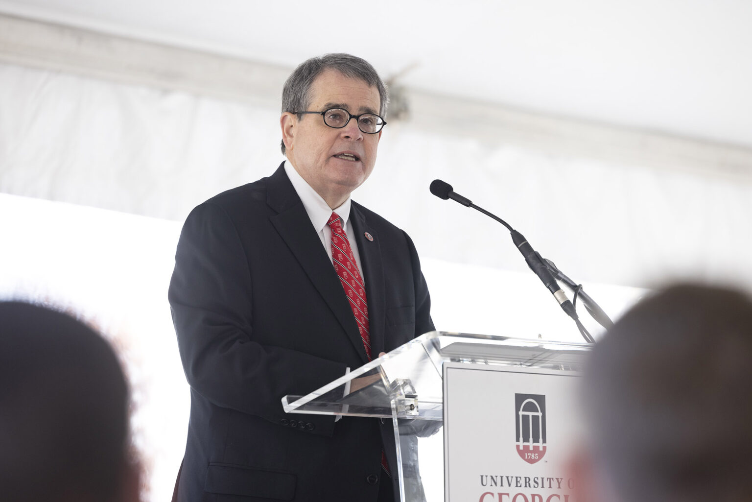 UGA President Jere W. Morehead speaks before the Poultry Science Complex groundbreaking. (Peter Frey/UGA)