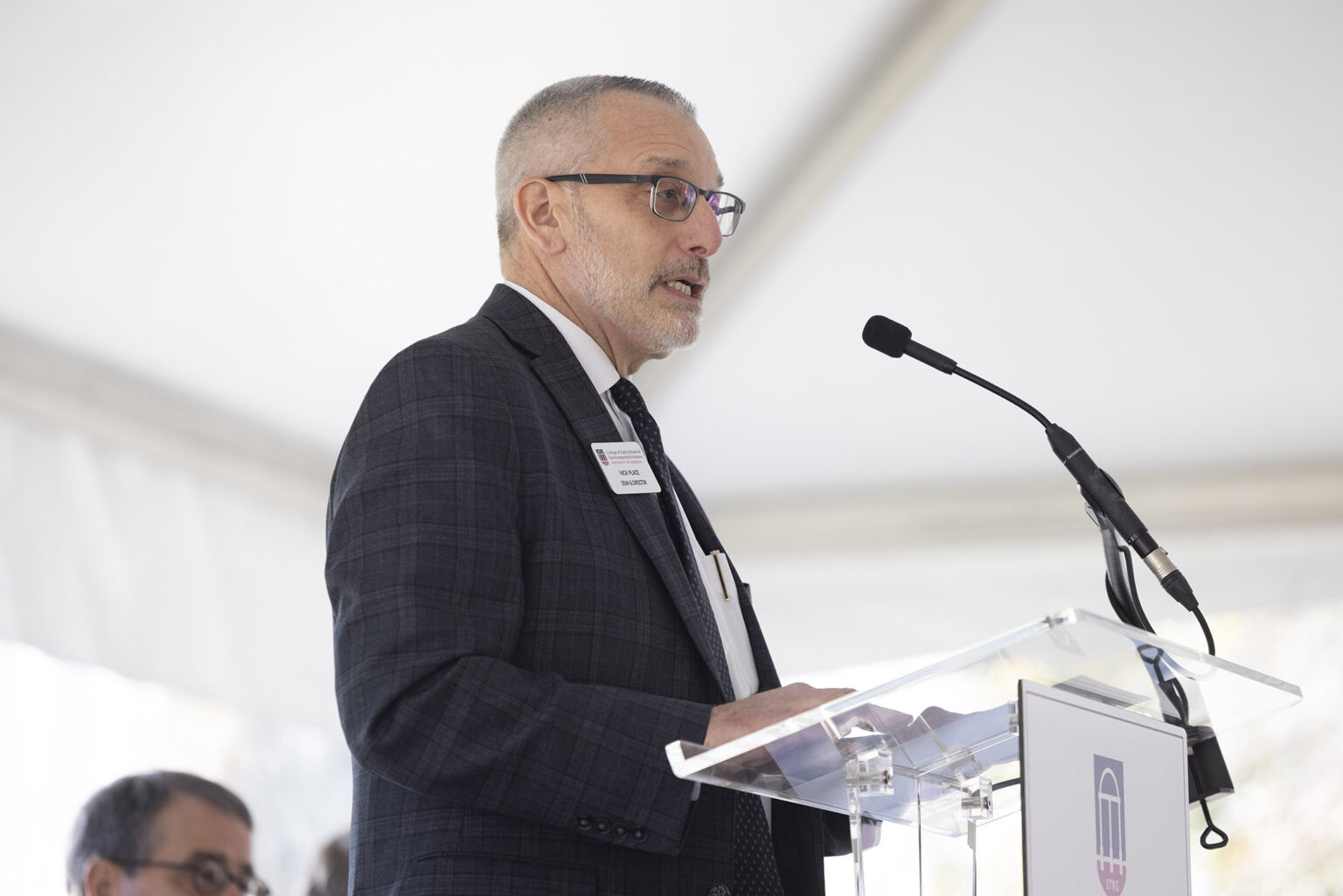 Nick Place, dean and director of the College of Agricultural and Environmental Sciences, speaks during the groundbreaking ceremony for the Poultry Science Complex. (Peter Frey/UGA)