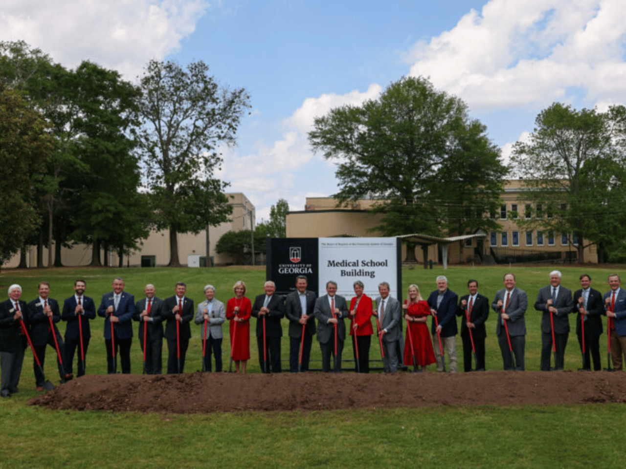 UGA staff break ground on the new Medical School Research and Educational building.