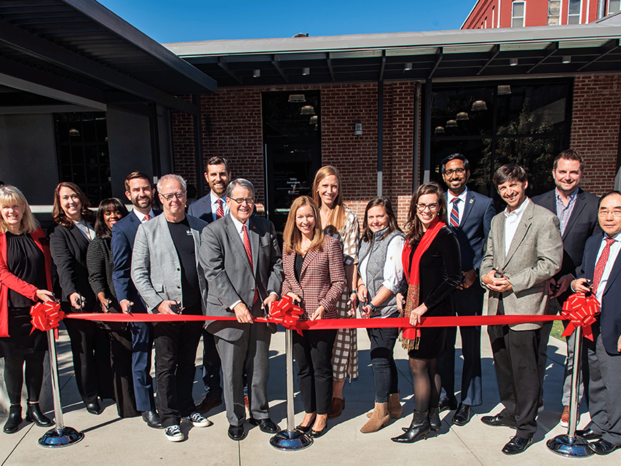 UGA faculty and staff gather at the dedication of Truist Plaza.