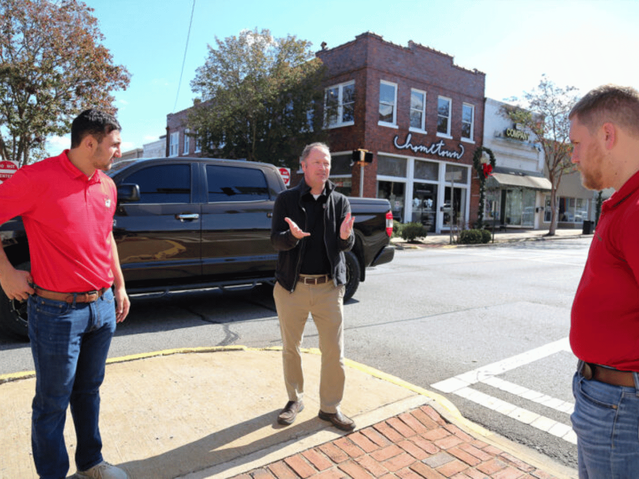 A group from UGA helps out in downtown Thomaston, GA.