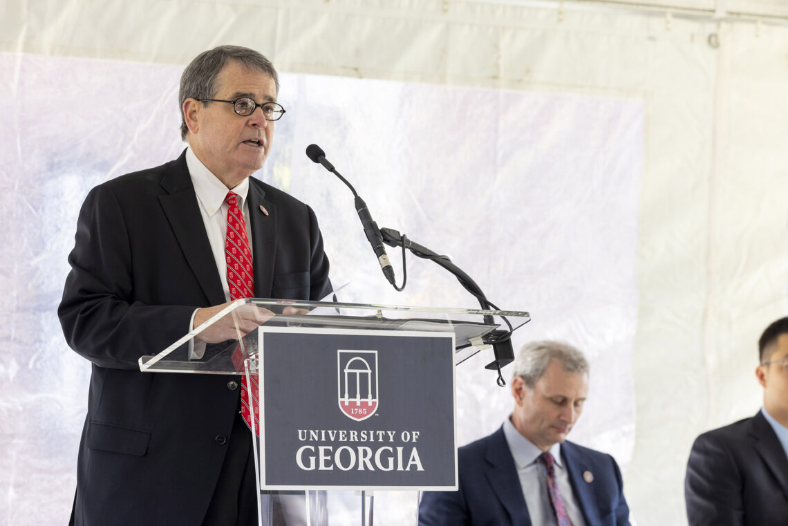 UGA President Jere W. Morehead speaks during the dedication ceremony. (Photo by Dorothy Kozlowski/UGA)