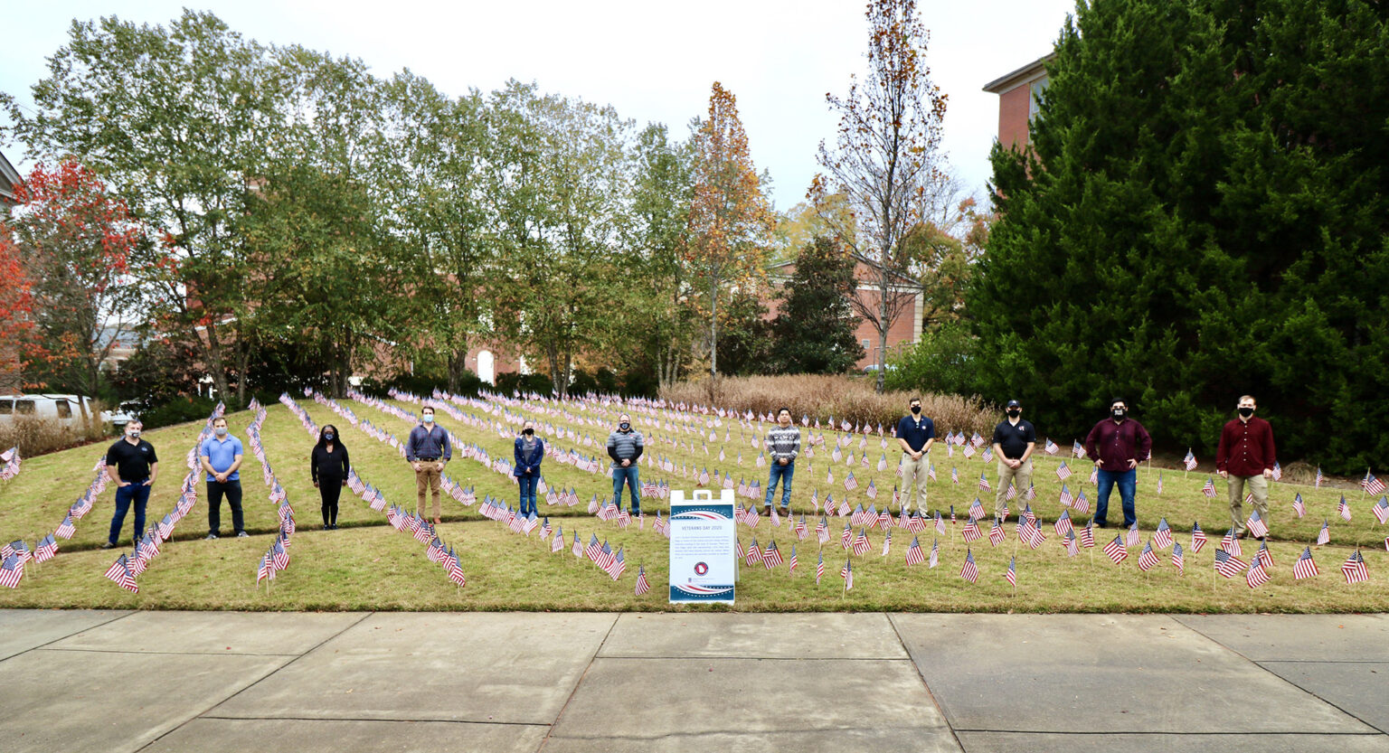 UGA student veterans place flags for Veterans Day 2020. (Submitted photo.)