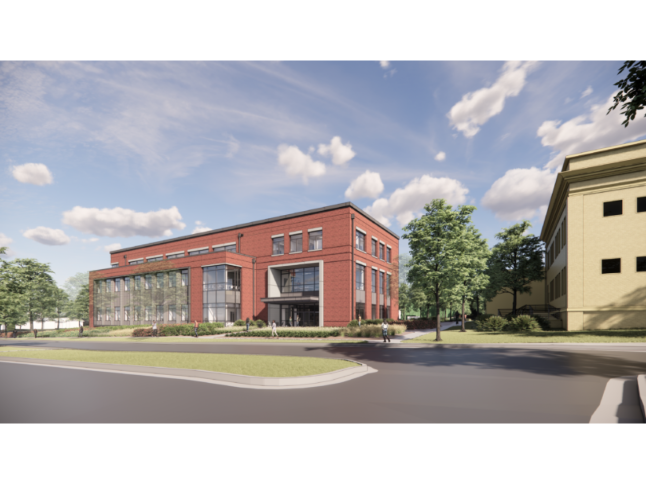 This artist’s rendition offers a view of the Medical Education and Research Building from the intersection of Foster and Fox Roads on the UGA Health Sciences Campus.