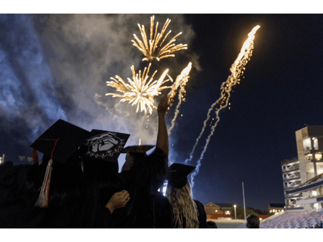 Students celebrate Commencement in Sanford Stadium in May 2025. (Photo by Andrew Davis Tucker/UGA)